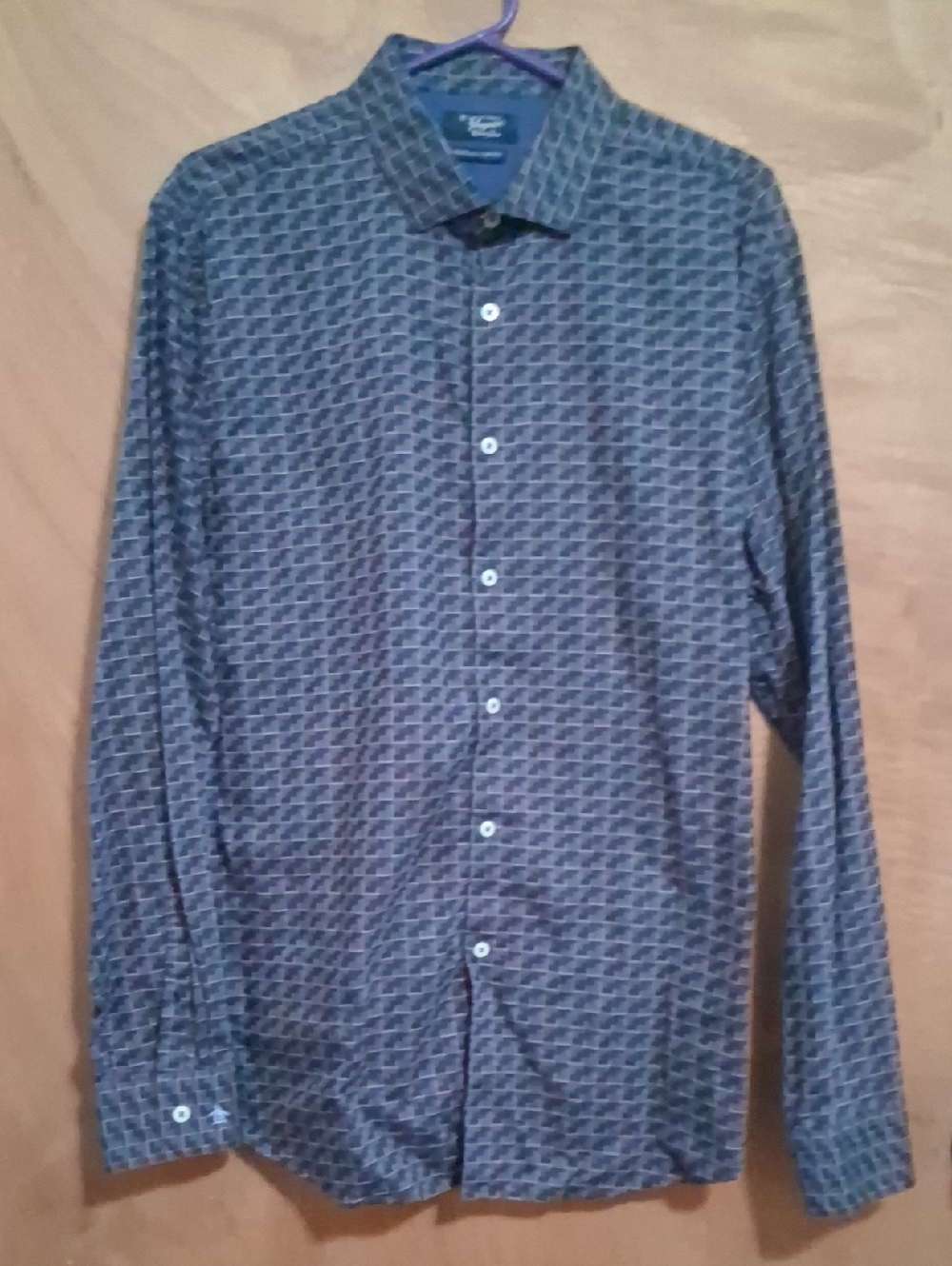 Original Penguin Blue Patterned Casual Button-Down Shirt